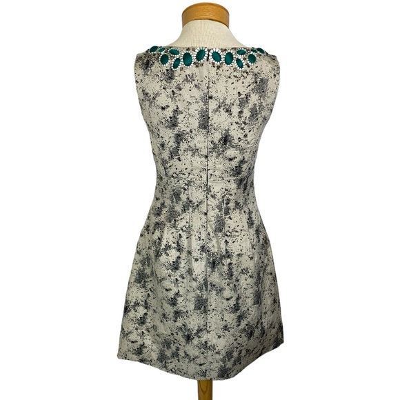 LELA ROSE Sz 6 Aqua Embellished Rhinestone Abstract Sheath Dress - Picture 7 of 11